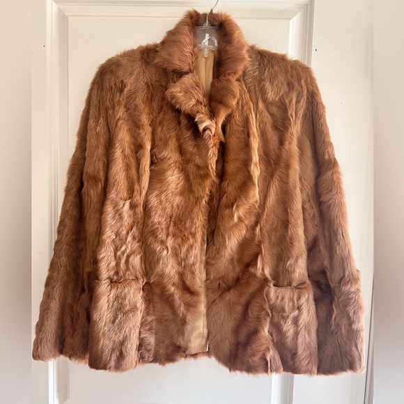 Max Studio Fur Coat with Pockets Genuine Goat Fur Size XS - Picture 1 of 9